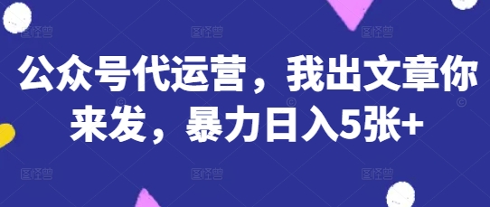 公众号代运营，我出文章你来发，暴力日入5张+【揭秘】-青年云网创—高质量项目商城