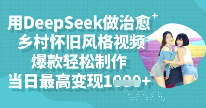 用DeepSeek做治愈乡村怀旧风格视频,爆款轻松制作,当日最高变现多张-青年云网创—高质量项目商城